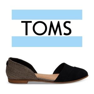 VGUC TOMS Jutti D'orsay Black Suede Metallic Woven Flat - Size 7.5